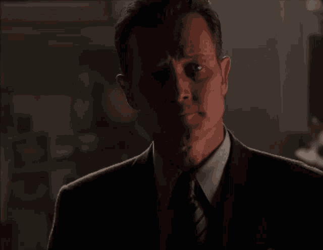 a man in a suit and tie is looking at the camera