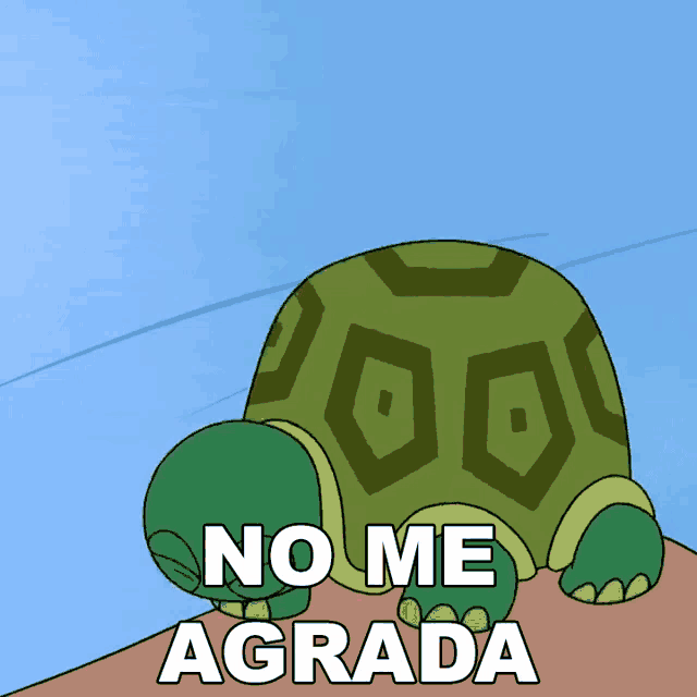 a cartoon turtle with the words no me agrada on it