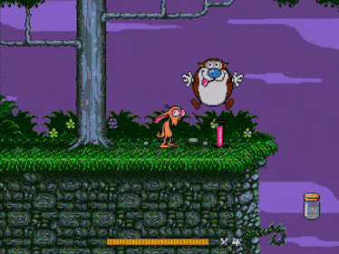 a video game with a rabbit and a dog playing