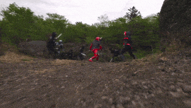 a group of ninjas are fighting each other with swords