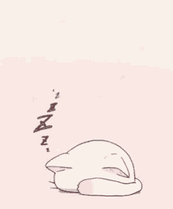 a white cat is sleeping on a pink background with the letters zzz coming out of its mouth