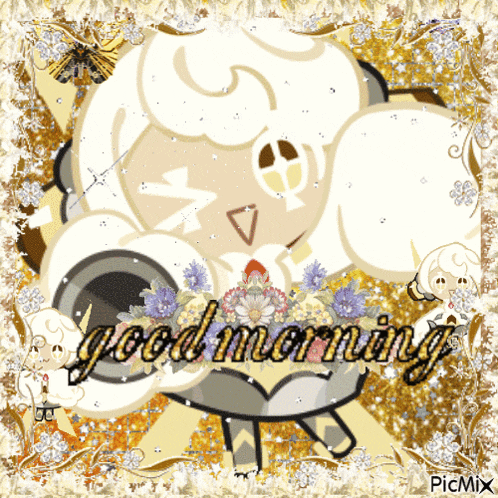 a picture of a cookie says good morning