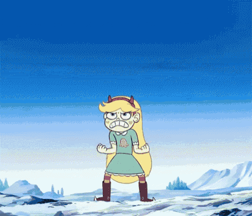 star butterfly from star vs the forces of evil is standing in a snowy field