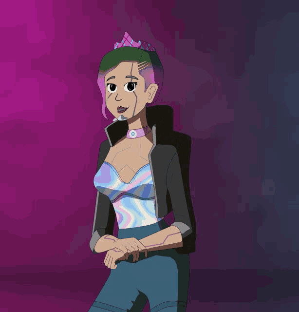 a cartoon drawing of a woman wearing a tiara