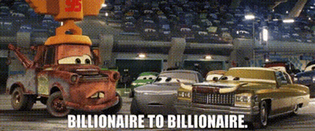 a picture of cars with the words billionaire to billionaire on it