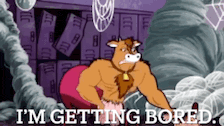 a cartoon of a cow with the words i 'm getting bored