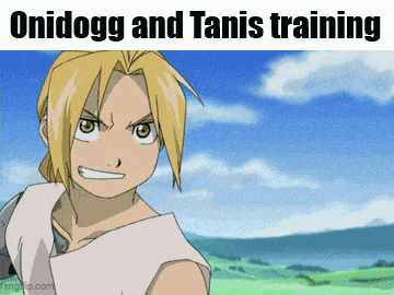 a picture of edward from fullmetal alchemist with the caption " onidugg and tanis training "