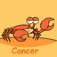 a cartoon of a crab with big eyes is sitting on a yellow surface .