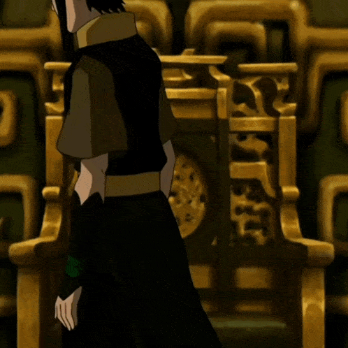 a cartoon character is standing in front of a clock that says ' a ' on it