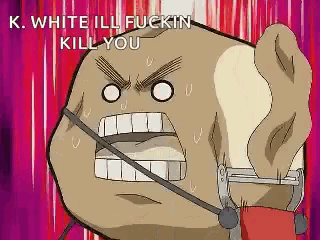 a cartoon character with a microphone on his head is screaming at someone .