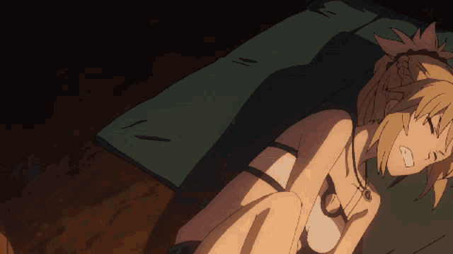 a drawing of a woman laying on a bed