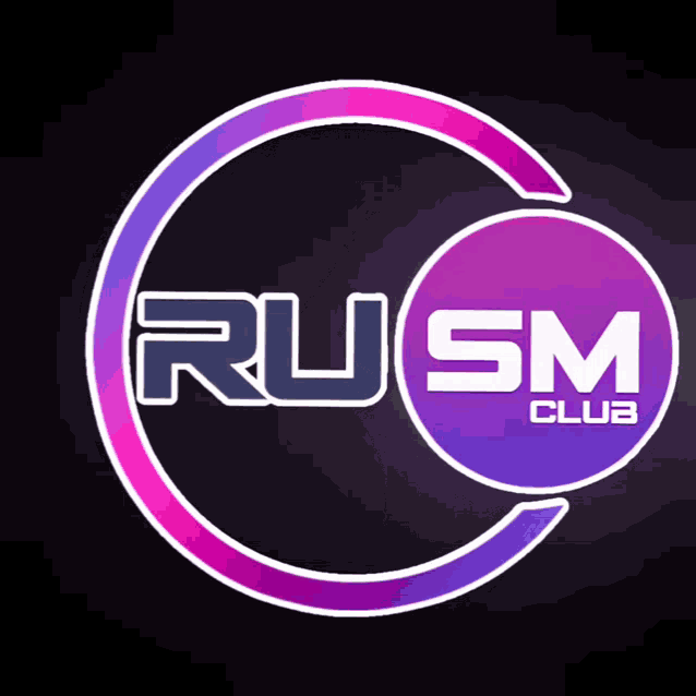 a logo for rusm club with a purple circle in the middle