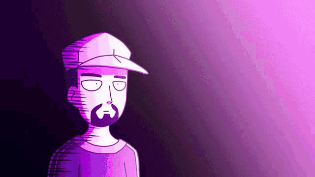 a cartoon of a man with a beard wearing a baseball cap .