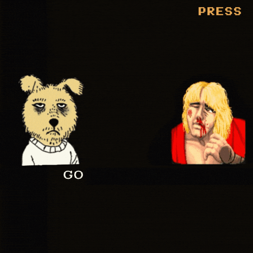 a cartoon of a dog and a man with blood on his face and the words go home and take a nap below them