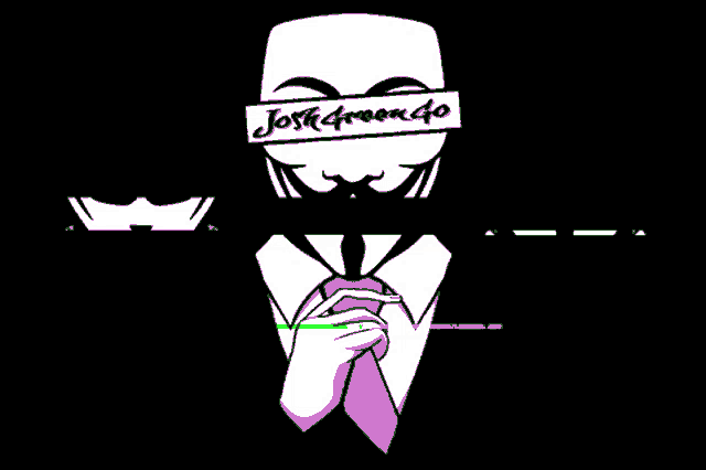 a cartoon of a man with a mask on his face and the word josh written on his face