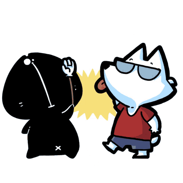 a cartoon of a dog wearing sunglasses giving a high five
