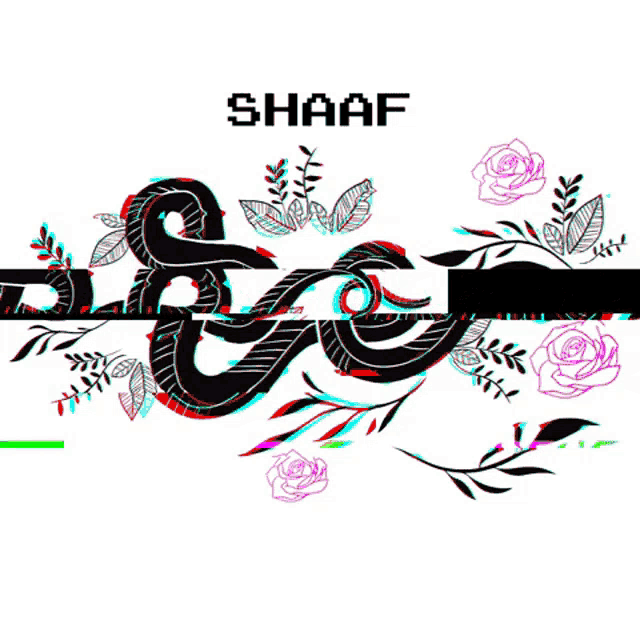 a drawing of a snake with the name shaaf written above it