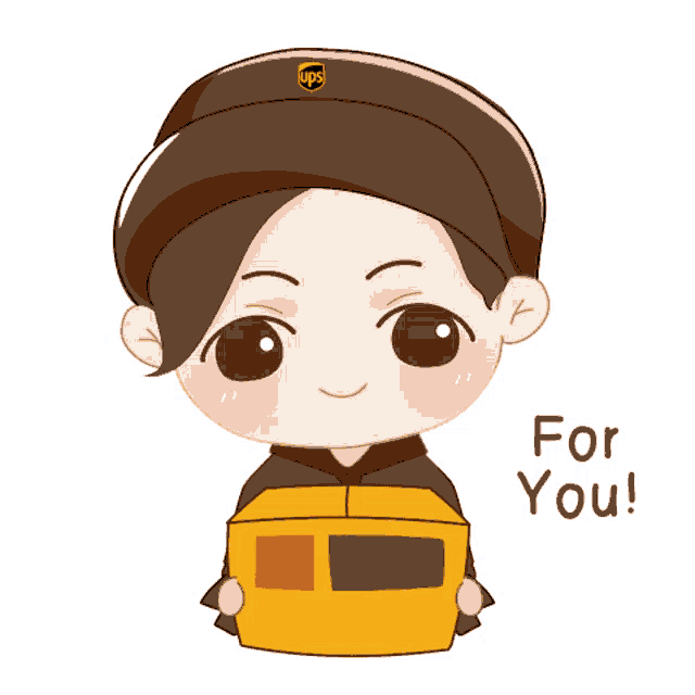 a cartoon of a ups worker holding a box