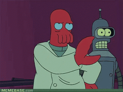 a cartoon of bender from futurama covering his mouth