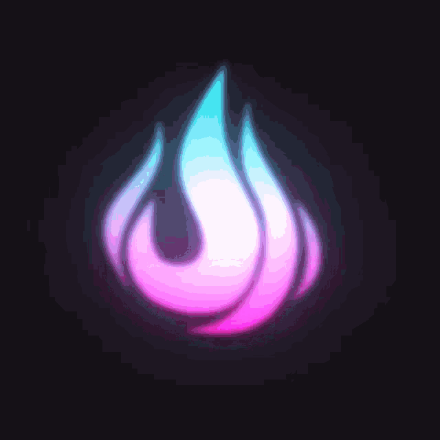 a colorful flame on a black background with a glowing effect