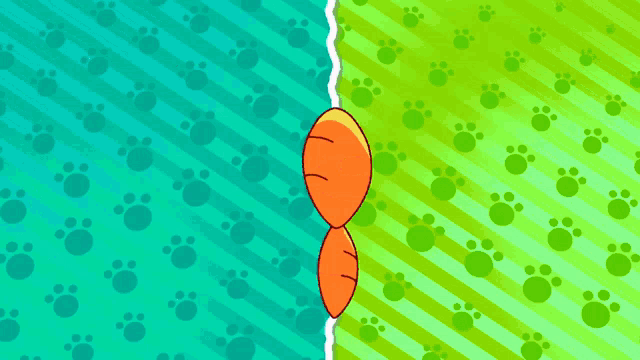 a cartoon of a teddy bear on a green and orange striped background