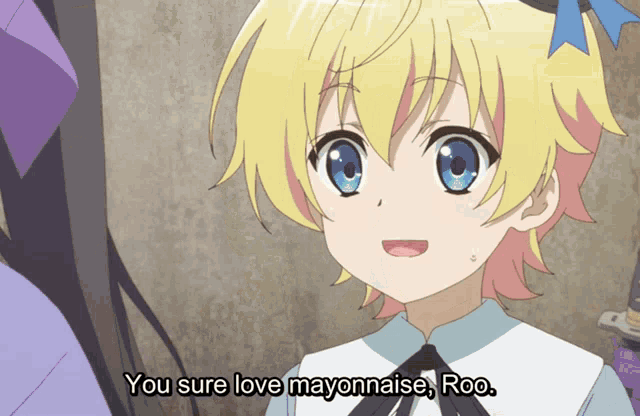 a yellow haired anime character says you sure love mayonnaise