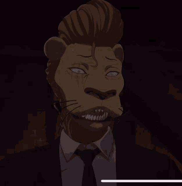 a cartoon of a man with a lion 's head in a suit and tie