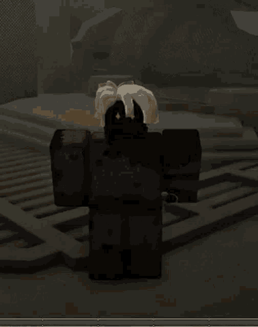 a cartoon character is standing on a staircase in a video game with a sword in his hand .
