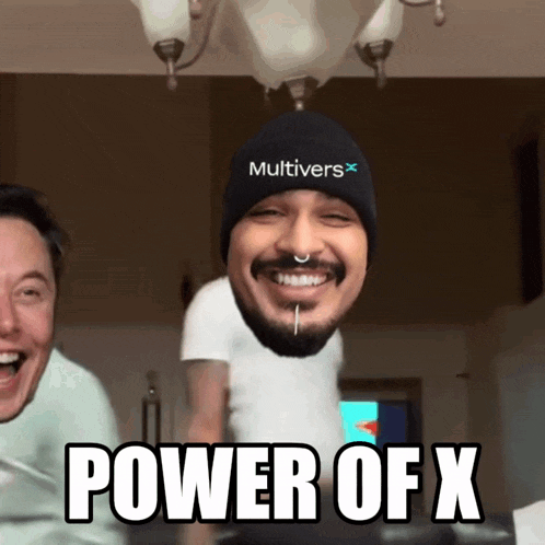 a man wearing a beanie that says " multivers " on it