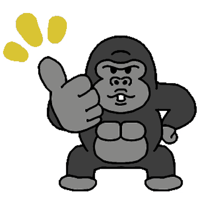 a gorilla is giving a thumbs up sign