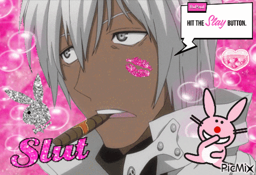 a picture of a man smoking a cigar with the words slut on the bottom right