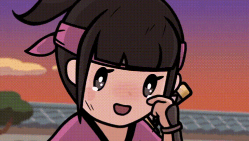 a cartoon of a girl holding a sword
