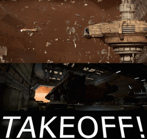 a poster that says takeoff on it with a picture of a space ship