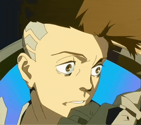 a cartoon of a man with a shaved head