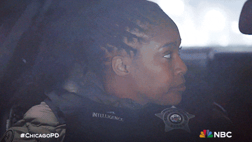 a chicago police officer is sitting in a car