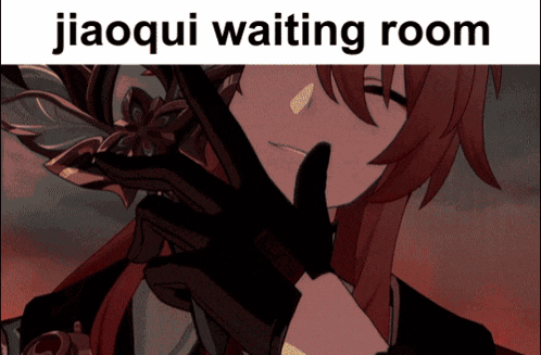 a picture of a person with the words jiaoqui waiting room written above it