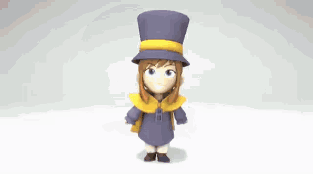 a cartoon character wearing a purple top hat and scarf .
