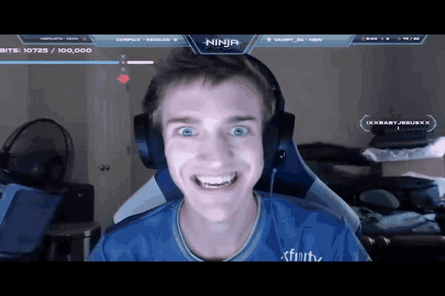 a man wearing headphones and a shirt that says infinity