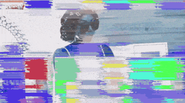 a woman wearing sunglasses and a necklace stands in front of a colorful background that says boutique me