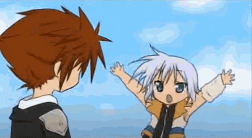 a boy and a girl are standing next to each other in a cartoon .