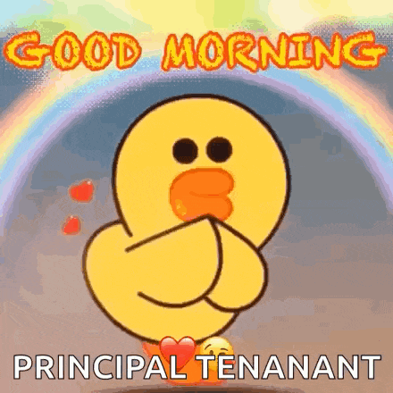 a cartoon duck with a heart and the words good morning principal tenanant