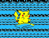 a pixel art of a pikachu with a red nose