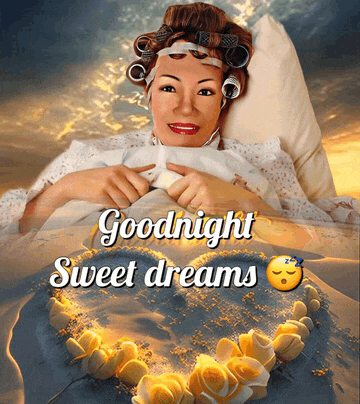 a woman with curlers on her head is laying in a hospital bed with the words goodnight sweet dreams above her
