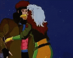 a cartoon of a man and a woman hugging