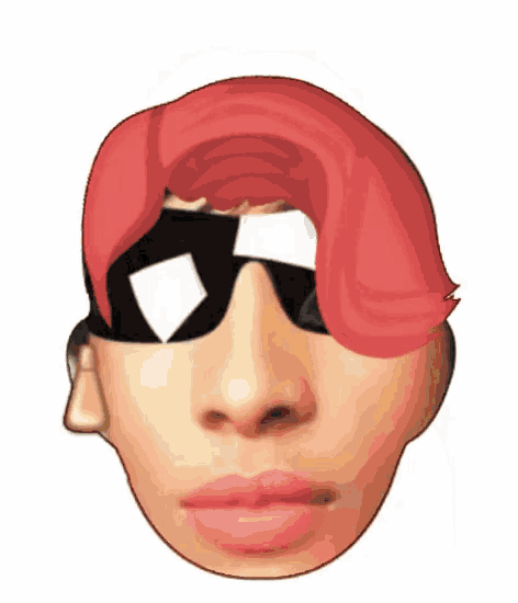 a cartoon face with red hair and sunglasses on .