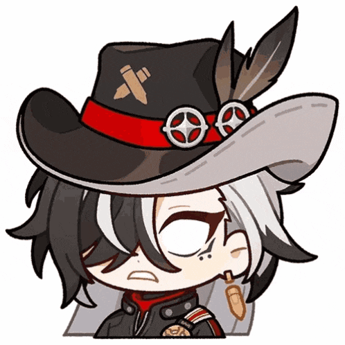 a cartoon character with a cowboy hat and feathers