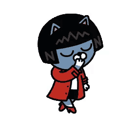 a cartoon character with black hair and a red coat is holding a heart .