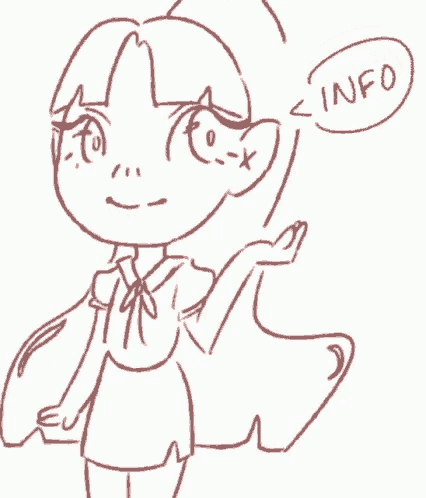 a drawing of a girl with a sign above her that says " info "