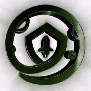 a green and white logo with a bell in the center