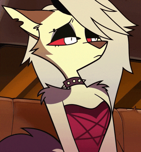 a cartoon drawing of a wolf wearing a collar